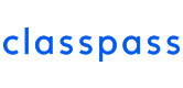 "ClassPass logo in blue lowercase text."