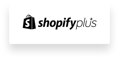 Shopify Plus logo featuring a shopping bag icon and stylized text.