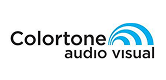 Colortone Audio Visual logo with blue sound wave design.