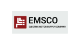EMSCO logo with a red square design and text reading "Electric Motor Supply Company."