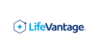 LifeVantage logo with blue and white text and a hexagonal icon.
