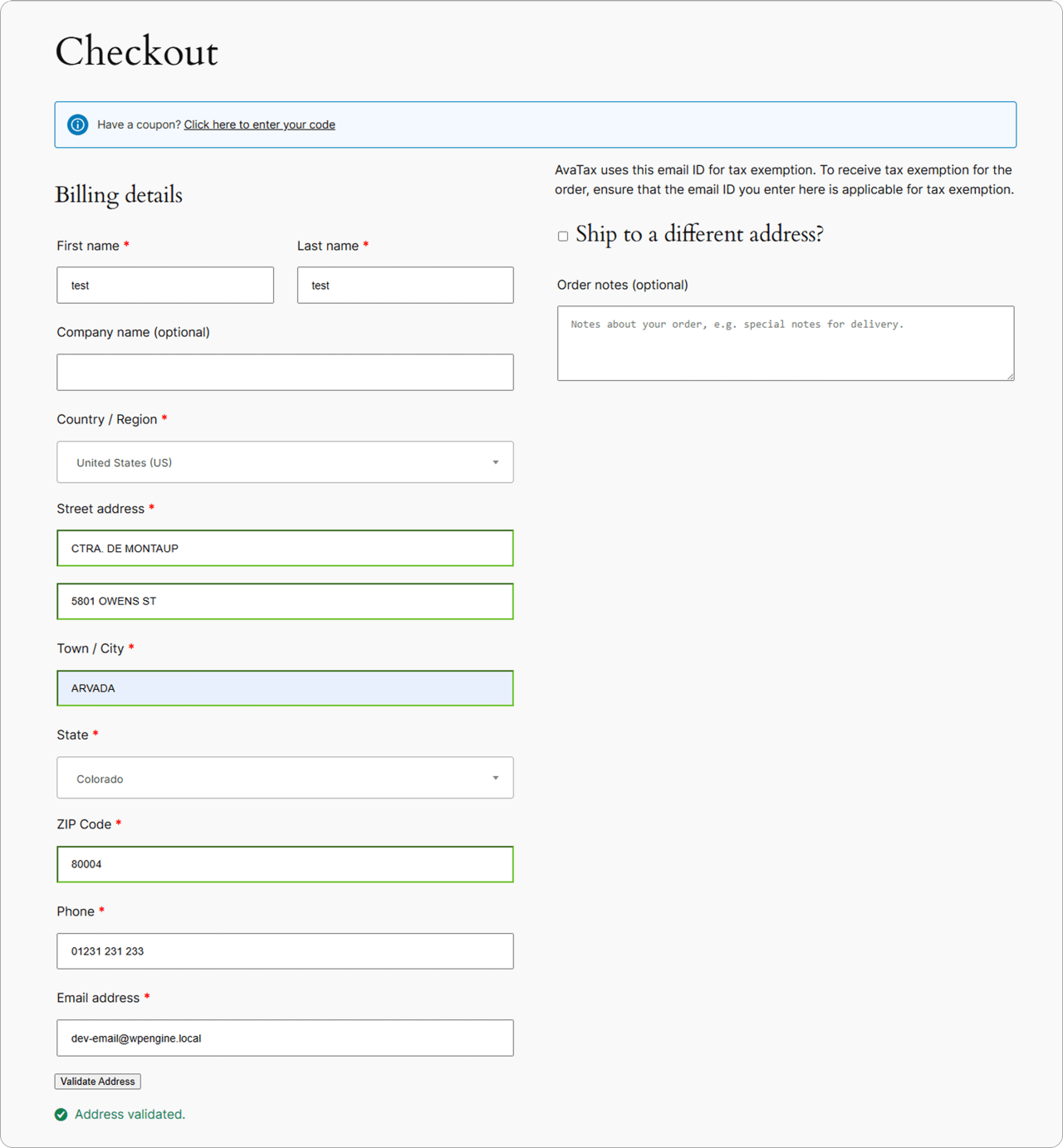 WooCommerce Address Validation