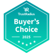 TrustRadius Buyer's Choice 2025 badge in teal hexagon design.