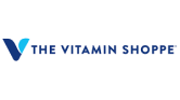 Logo of The Vitamin Shoppe with a stylized blue "V" and text in blue capital letters.