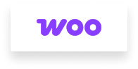 Purple "Woo" logo on a white background.
